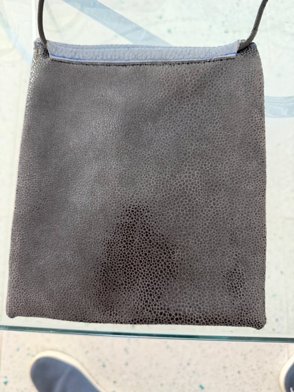 Handcrafted Two Toned Stingray Leather Artisanal Crossbody Bag Blue Casual - Picture 10 of 13
